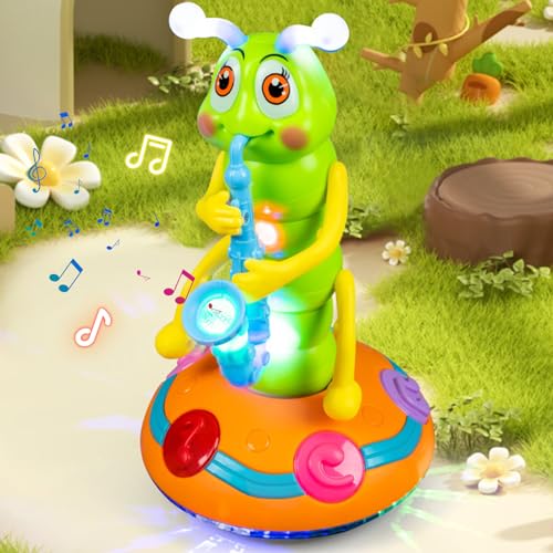 Recitem Baby Musical Raupen Kuscheltier Kinder Spielzeug | Elektrisches Tanz- und Singspielzeug | Babyspielzeug ab 3 Monaten | Sprachwiederholung | Dancing Cactus Original von Recitem