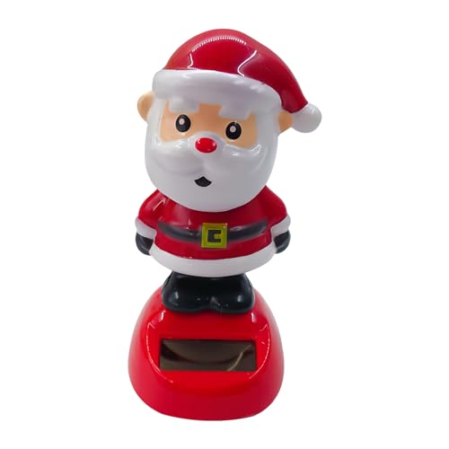 Recitem Wackelfigur Solar Weihnachtsfigur Elch,Solarbetriebener Schwingender Weihnachtsmann, Tanzende Figur Spielzeug für Zuhause Büro Dekoration 4 Stück (Großköpfiger Alter Mann) von Recitem