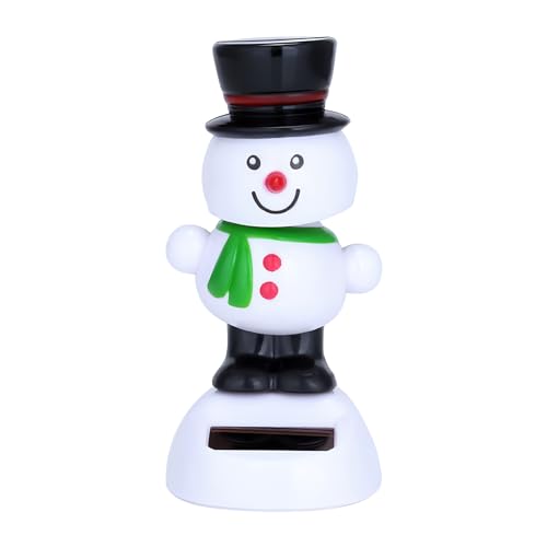 Recitem Wackelfigur Solar Weihnachtsfigur Elch,Solarbetriebener Schwingender Weihnachtsmann, Tanzende Figur Spielzeug für Zuhause Büro Dekoration 4 Stück (Schneemann auf weißem Hintergrund) von Recitem