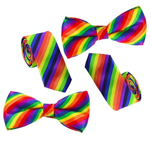 Regenbogen Fliege, Clown Kostüm Zubehör, Accessoires, Gay Pride Mottoparty, Kasper Fasching, Karneval, Halloween, Bunte Kostümfliege, Accessoire,Fliege Regenbogen (2 Set) von Recitem