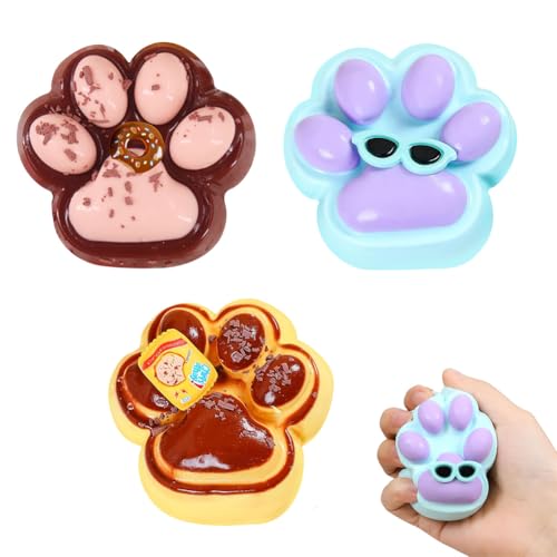 Squishy Katzenpfote – 6 x 7 cm Anti-Stress-Spielzeug | Squishy Fidget Spielzeug | Squeeze Toy | Sensorisches Zappelspielzeug | Geschenke für Kinder ab 6 Jahren (3 Stück Stil 3) von Recitem