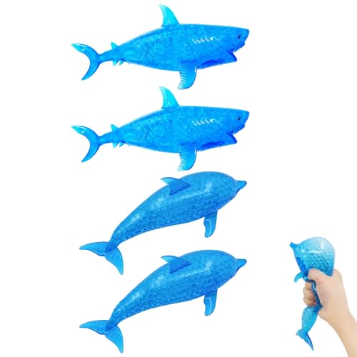 Stressball für Kinder Erwachsene - Haie Wale Fidget Toys, Anti Stress Fidget Ball, Angst Stressabbau Würfel, Tierische Dehnbare Spielzeug, Sensorisches Spielzeug für Jungen Mädchen (2 Haie 2 Wale) von Recitem