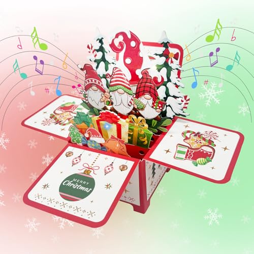 Weihnachtskarte mit Musik und Licht, Set aus 2 Weihnachtskarten, Geschenkanhänger für Weihnachten, Frauen, Männer, Familie und Freunde (Stil B) von Recitem