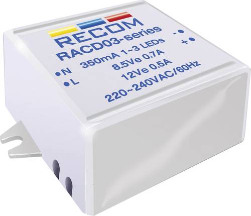 Recom Lighting RACD03-350 LED-Konstantstromquelle 3W 350mA 12 V/DC Betriebsspannung max.: 264 V/AC von Recom Lighting