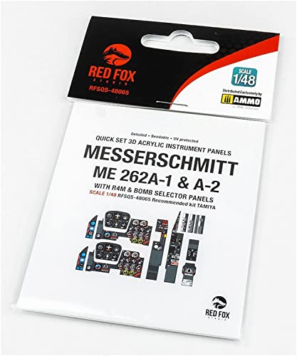 Red Fox QS-48065 1/48 Messerschmitt Me 262A-1/A-2 mit R4M & Bomb Selector 3D Acryl Cockpitt Instrumentententafel (für Tamiya) von Red Fox Studio