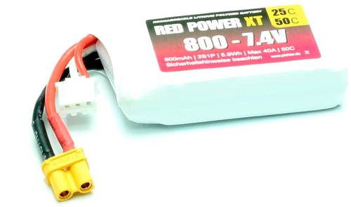 Red Power Modellbau-Akkupack (LiPo) 7.4V 800 mAh 25 C Softcase XT30 von Red Power