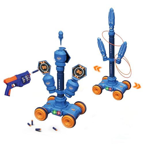 RedCrab 2 In 1 Wurfspiel und Schießspiel für Kinder, Automatisch Zielscheibe Elektrisch mit Licht und Ton, 1 Spielzeugpistolen und 8 Foam Darts Pfeile, Wurfspiel Outdoor Spiele für Kinder ab 3 Jahre von RedCrab