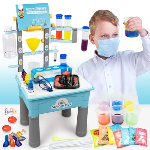 RedCrab 200+ Experimente Set für Kinder, Experimentierkasten Labor STEM Aktivitäten Spielzeug Geschenke für Jungen Mädchen, Kristalle Züchten, Regenbogenregen, Vulkan, Chemielabor (Blau) von RedCrab