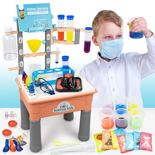 RedCrab 200+ Experimente Set für Kinder, Experimentierkasten Labor STEM Aktivitäten Spielzeug Geschenke für Jungen Mädchen, Kristalle Züchten, Regenbogenregen, Vulkan, Chemielabor (Rosa) von RedCrab