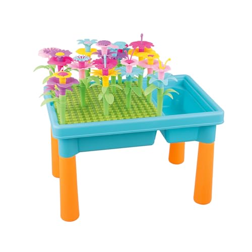 RedCrab Blumengarten Spielzeug Kinder, 3 In 1 Garten Blumen Spieltisch Sand Wassertisch Outdoor Spielzeug Set für Kinder, DIY Bouquet Sets Kleinkind Aktivitätstisch Strandspieltisch Spielzeug von RedCrab