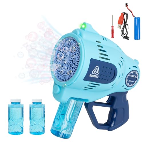 RedCrab Seifenblasenpistole, 57 Löcher Seifenblasenmaschine Bubble Gun Kinder 10000 Blasen/Minute mit 2 Flaschen Seifenblasenlösung(300ml Totale), Blasenspielzeug Spielzeug für Party/Geburtstag (Blau) von RedCrab