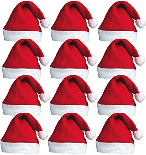 REDSTAR FANCY DRESS 12 x Weihnachtsmützen – Weihnachtsmützen Familie – Perfekter Zusatz als Weihnachtsmannkostüm – Weihnachten Mützen für die Ganze Familie oder für Weihnachtsfeiern der Arbeit von REDSTAR FANCY DRESS