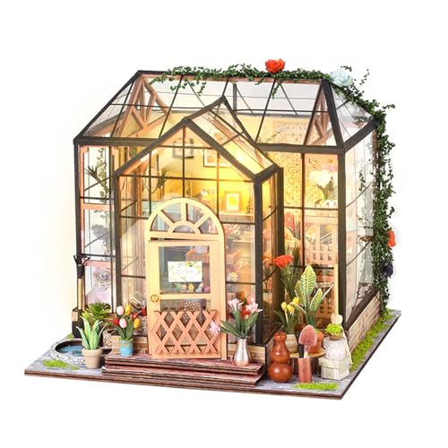 Book Nook Kits for Adults, DIY Miniature House with LED Light for Bookend Bookshelf Decoration, 3D Puzzle Wooden Flower House Bookends Doll's House Model Kits Birthday von Reegaty