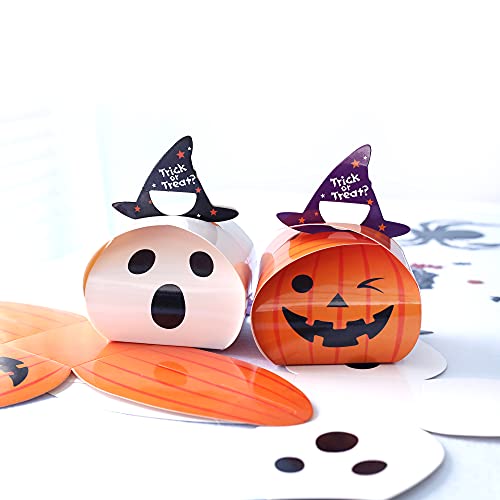 Regendeko 10pcs Halloween Süßigkeiten Box Gescheüten OrangeWeiß Kinder Kürbis Tasche Süßes oder Saures-Geschenk-Taschen Parnktty Supplies Hausgemachte HandwerkSnack Geschenkverpackung Candy Bags von Regendeko