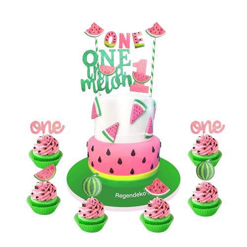 Regendeko Wassermelone Kuchen Dekorationen 1. Kindergeburtstag Wassermelone Tortendeko Sommer Party Tropical Hawaii deko Tortendeko Cake Toppers Cupcake Deko Geburtstagskuchen Deko von Regendeko