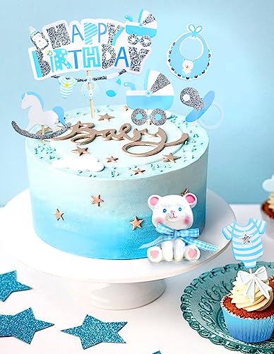 Regendeko Its a Boy Bear Tortendeko Babyparty Deko Baby Tortendeko Junge Boy Baby Shower Deko Tortendeko Taufe Junge Kuchen Deko Junge von Regendeko