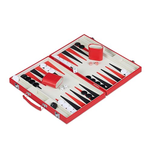 Backgammon Koffer 38x25x5cm ROT von Relaxdays