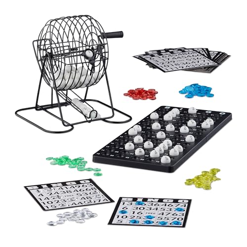 Relaxdays 10021014 Bingo Spiel mit Metalltrommel HxBxT: 20 x 17,5 x 21,5 cm Bingotickets, Loskugeln, Chips, Spielbretter, schwarz Relaxdays 10021014 Bingo Spiel mit Metalltrommel HxBxT: 20 x 17,5 x 21,5 cm Bingotickets, Loskugeln, Chips, Spielbretter, schwarz von Relaxdays