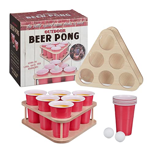 Relaxdays 10039136 Beer Pong Set, 16 TLG. Bierpong Spiel, 12 Becher, mit Halterungen & Bällen, Trinkspiel Erwachsene, Natur/rot Relaxdays 10039136 Beer Pong Set, 16 TLG. Bierpong Spiel, 12 Becher, mit Halterungen & Bällen, Trinkspiel Erwachsene, Natur/rot von Relaxdays