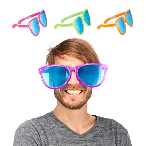 Relaxdays 24 Stück Party Brille Blau Gläser XXL Kostüm Zubehör Karneval JGA Sterne 25cm breit Kunststoff von Relaxdays