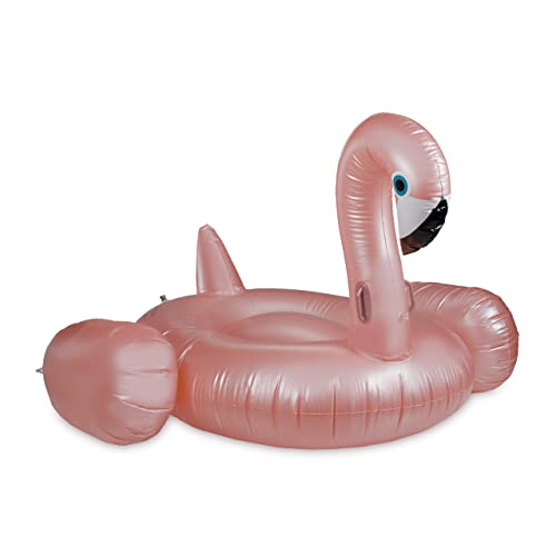 Relaxdays Aufblasbarer Flamingo XXL, Badeinsel für Pool & Meer, 2 Griffe, Diagonale 185 cm, Riesen Badeflamingo, pink von Relaxdays