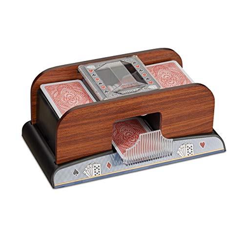Relaxdays Automatischer Kartenmischer, 2 Sets batteriebetriebene Rommy-Poker-Karten, in Holzoptik, Natur, für 8,8 x 6,3 cm große Relaxdays Automatischer Kartenmischer, 2 Sets batteriebetriebene Rommy-Poker-Karten, in Holzoptik, Natur, für 8,8 x 6,3 cm große von Relaxdays