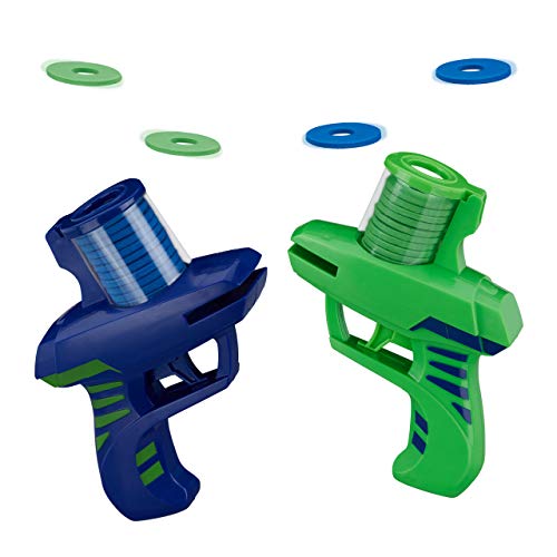 Relaxdays Disc Shooter, 2er Set, Spaß für Kinder, lustiges Kinderspielzeug, draußen, mit Schaumstoffscheiben, grün-blau von Relaxdays