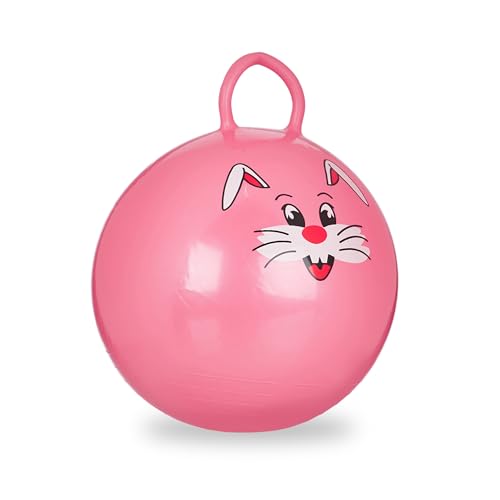 Relaxdays 10022554_52 Hüpfball Kinder, Hase, mit Griff, für Drinnen und Draußen, mit Tier-Motiv, weich, 45 cm Durchmesser, pink, 45 x 45 x 55 cm von Relaxdays