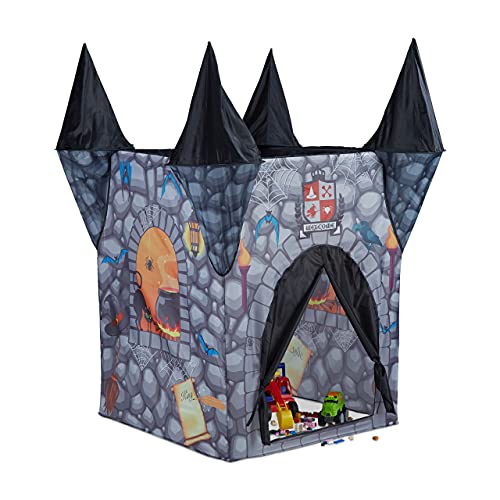 Relaxdays 10022463 Spielzelt Kinder Spukschloss, Kinderzelt für Mädchen und Jungen, ab 3 Jahren, HxBxT: 132 x 110 x 110 cm, grau von Relaxdays