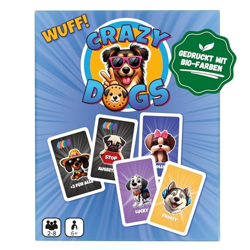 Crazy Dogs – KARTENSPIEL | Für die Familie | Ab 6 Jahre | 2-8 Mitspieler | Spieleabende | Geschenkidee | Reisespiele | Lustig und Spaßig | Spiel mit Hund von Relaxed Monkey