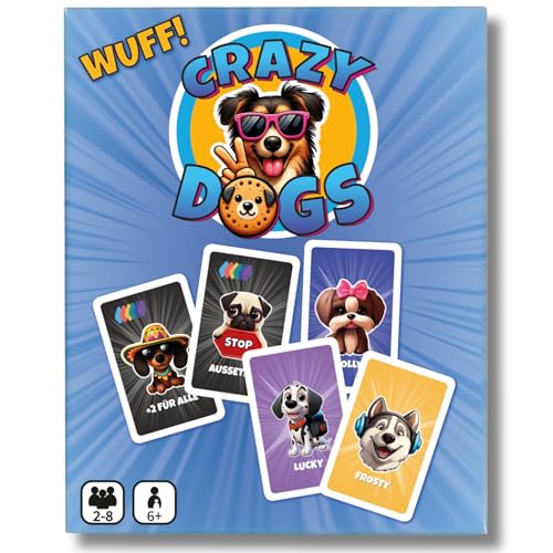 Crazy Dogs – KARTENSPIEL | Für die Familie | Ab 6 Jahre | 2-8 Mitspieler | Spieleabende | Geschenkidee | Reisespiele | Lustig und Spaßig | Spiel mit Hund von Relaxed Monkey