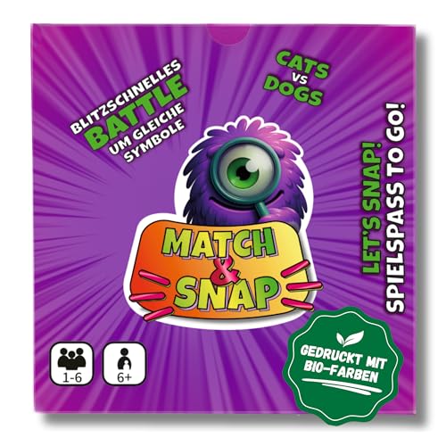 Match ‘n Snap – schnelles Reaktionsspiel mit Hunden und Katzen für die ganze Familie I tolle Geschenkidee, lustiges Kartenspiel als Geburtstagsgeschenk, Wichtelgeschenk und Reisespiel von Relaxed Monkey