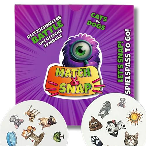 Match ‘n Snap – schnelles Reaktionsspiel mit Hunden und Katzen für die ganze Familie I tolle Geschenkidee, lustiges Kartenspiel als Geburtstagsgeschenk, Wichtelgeschenk und Reisespiel von Relaxed Monkey