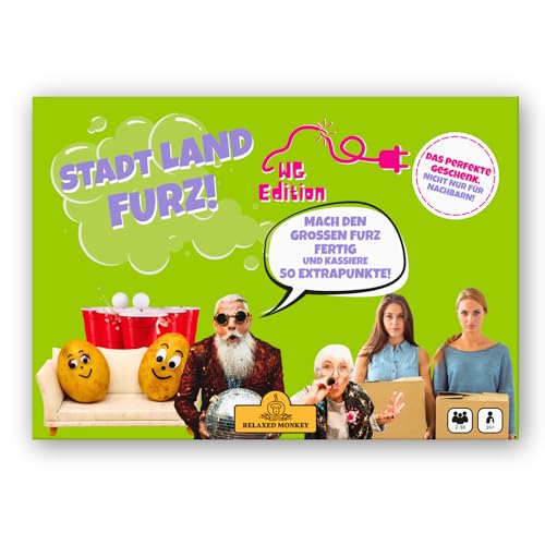 Stadt Land Furz - WG Edition | Reisespiele | DIN A4 | Partyspiel | Einzugsgeschenk Wohnung | Stadt Land Fluss | Spielabend von Relaxed Monkey