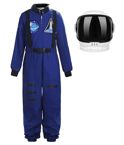 ReliBeauty Astronauten Kostüm Kind:mit Astronautenhelm Jungen Mädchen,Blau,120 von ReliBeauty