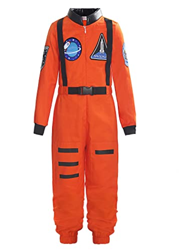 ReliBeauty Astronauten Kostüm Kind:mit Astronautenhelm Jungen Mädchen,Orange,140 von ReliBeauty