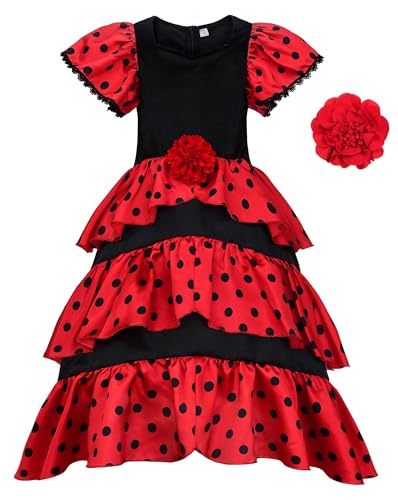 ReliBeauty Flamenco Tänzerin Kostüm Kinder Flamenco Kleid Mädchen Spanierin Karneval Halloween,100 von ReliBeauty