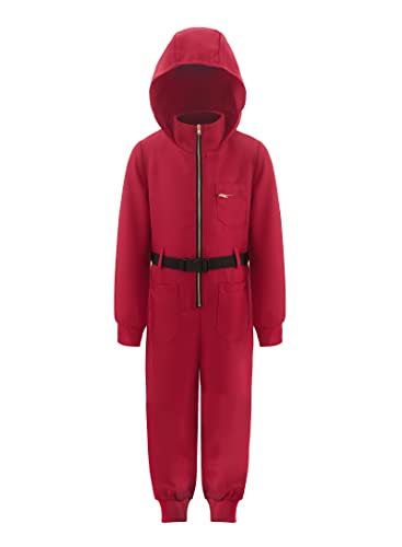 ReliBeauty Roter Cosplay Overall für Kinder, Karnevals Cosplay Kostüm für Kinder Rot, 110 von ReliBeauty