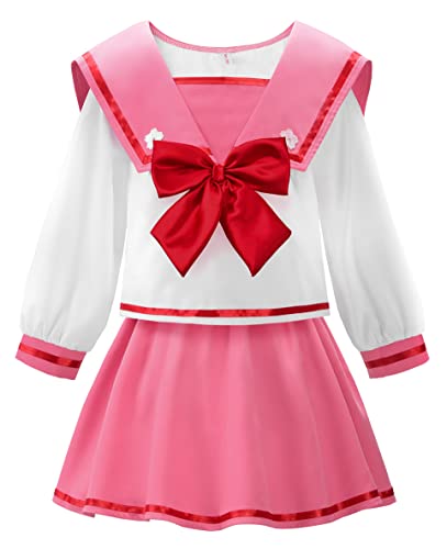 ReliBeauty Japanisches Schulmädchen-Uniform, Matrosenkleid, Rosa, Größe 4T-4/110 von ReliBeauty