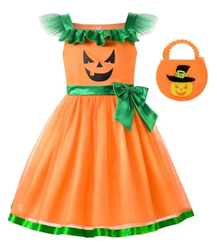 ReliBeauty Kürbis Kostüm Kinder Halloween Kleid Halloween Party Herbst Deko mit Handtasche,120 ReliBeauty Kürbis Kostüm Kinder Halloween Kleid Halloween Party Herbst Deko mit Handtasche,120 von ReliBeauty