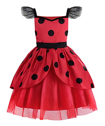 ReliBeauty Ladybug Kostüm Marienkäfer Kleid Cosplay Kinder Mädchen,Kurz,100 von ReliBeauty