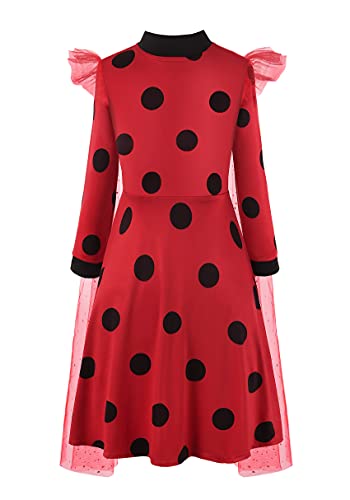 ReliBeauty Ladybug Kostüm Marienkäfer Kleid Cosplay Kinder Mädchen,Lang,130 von ReliBeauty