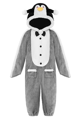 ReliBeauty Pinguin Kostüm Kinder Jungen Mädchen Tierkostüm Pyjama Unisex Faschingskostüm Halloween Karneval,130 von ReliBeauty