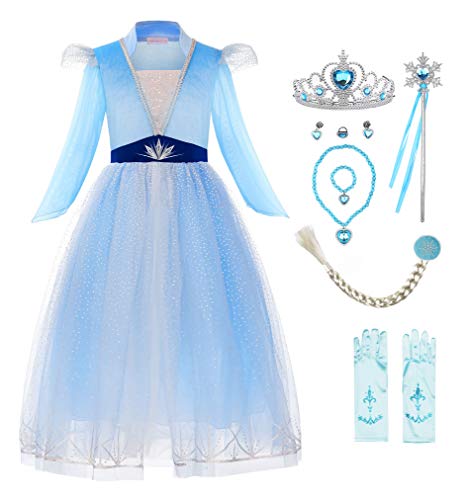 ReliBeauty kostüm Kleid Prinzessinenkleid Mädchen Karneval Kostüm Halloween,mit Zubehöre 130 von ReliBeauty