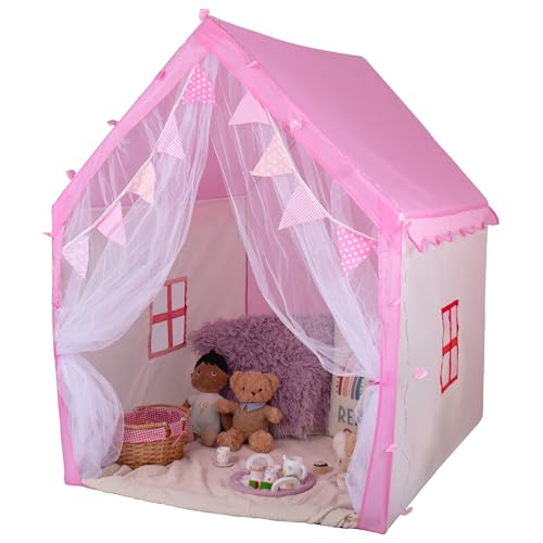 RELSY Pink Princess Zelt | Pink & Cream Kinder Spielhaus für Indoor und Outdoor Aktivitäten | 125 x 130 cm Kinder Rosa Spielzelt Haus/Rosa Zelt von Relsy