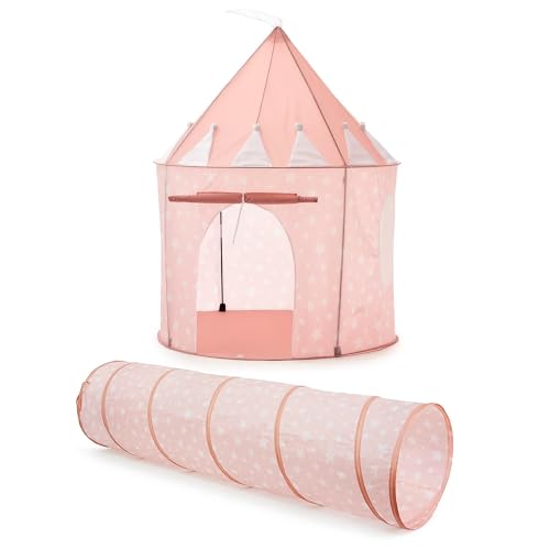 RELSY Pop-Up-Zelte mit Sternenhimmel, weich, rosa mit Tunnel für Kinder, Spielzelt und Tunnel für Kleinkinder, Spiele und Abenteuer von Relsy