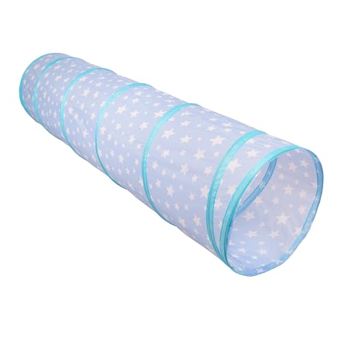 Relsy Kinder Krabbeltunnel, Sternenhimmel, Babyblau, Pop-Up-Tunnel für Kinder, Kleinkinder, Haustiere, 180 cm x 45 cm, Kleinkind-Spieltunnel, weicher blauer Sternen-Baby-Spieltunnel von Relsy