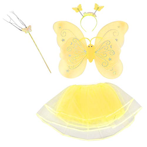 Remingtape 4Pcs Fee Prinzessin Schmetterling EngelsflüGel KostüM Kleid Geburtstagsgeschenke Gelb von Remingtape