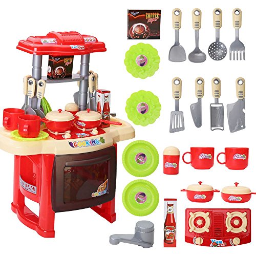 Remingtape Kinder Kinder Kochen Rollenspiel Spielen Spielzeug Herd Set Licht Sound Rot von Remingtape