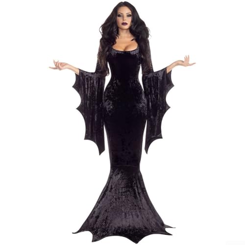 Damen Halloween Fledermaus Hexe Braut Elothing Vampir Make-up Ball langer Rock (S, Schwarz) von RemixAst